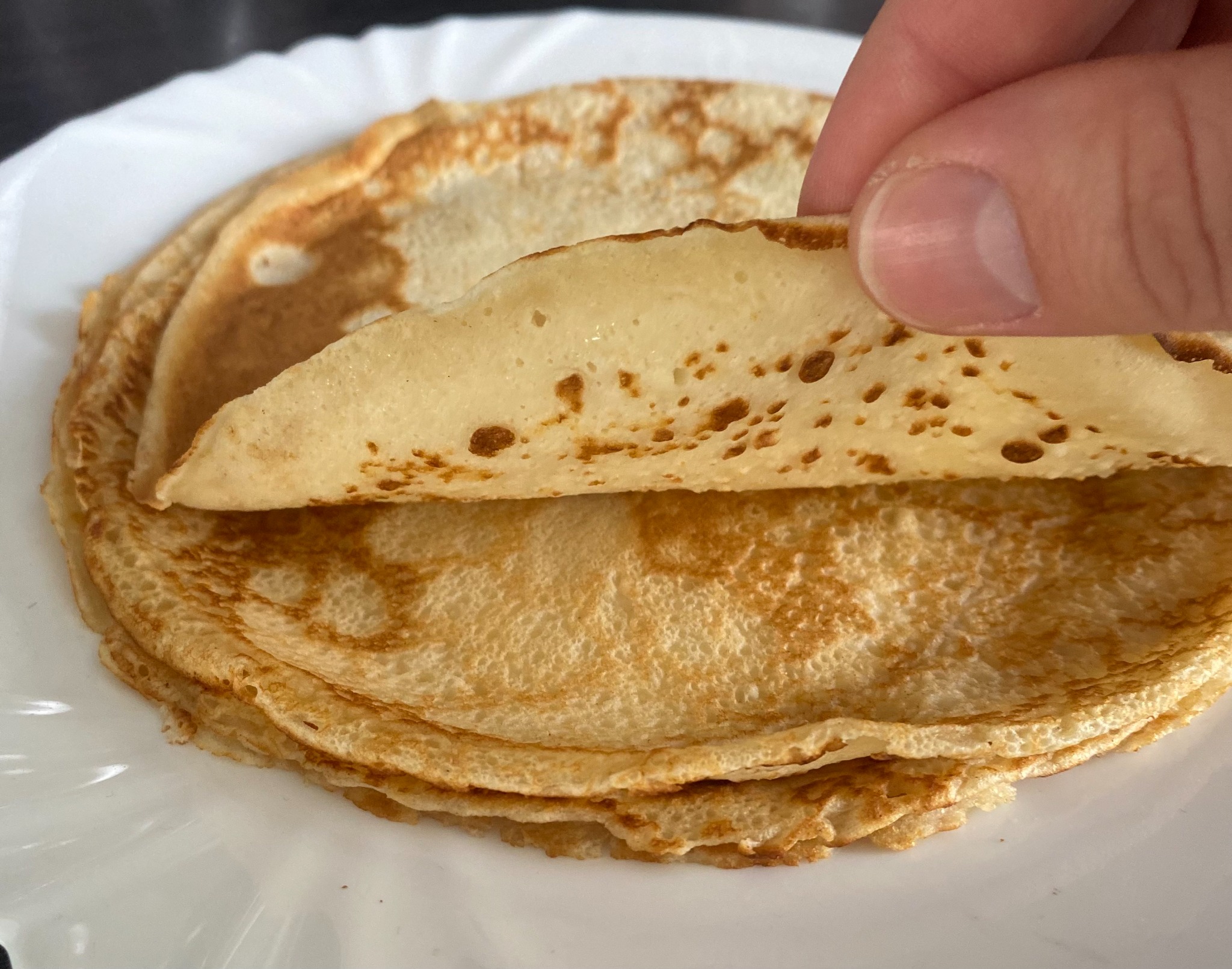 Holding a pancake